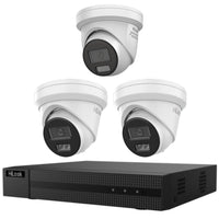 Hikvision Hilook 6MP All-in-One Active Colour Deterrence 3-Camera Kit: 1 x IPC-T269H-MU/SL and 2 x IPC-T361H- Includes 4-Channel PoE NVR104MH-C/4P