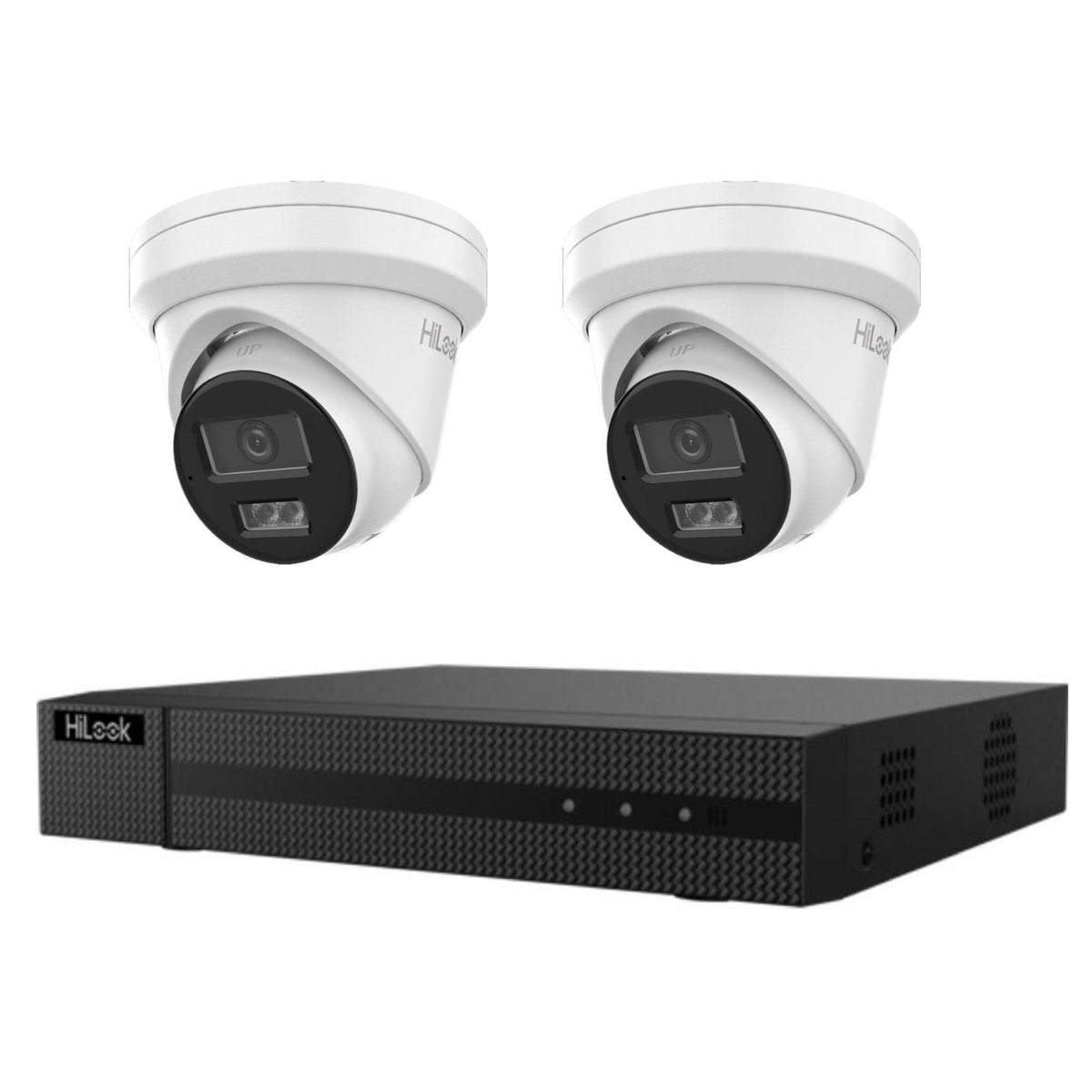 Hikvision HiLook 8MP 4K IntelliSense 4-Channel CCTV Bundle: 2 x IP Turret Cameras IPC-T381H- Includes 4-Channel PoE NVR104MH-C/4P