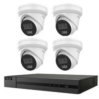 Hikvision HiLook 6MP IntelliSense 4-Channel CCTV Bundle: 4 x IP Turret Cameras IPC-T361H- Includes 4-Channel PoE NVR104MH-C/4P and 3TB Compatible Hard Drive