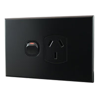 Single Power Point 10A 250V AC – MATTE BLACK POS10MB-L