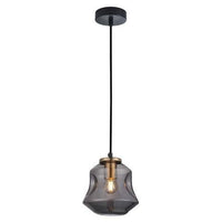 PENDANT ES Smoke Glass w/Ant.Brass Highlight - FOSSETTE1