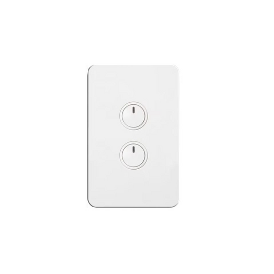 Hager Silhouette 2 Gang Button Switch With LED Indicator (White) - WBSEV2