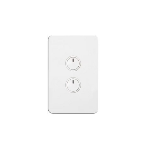 Hager Silhouette 2 Gang Button Switch With LED Indicator (White) - WBSEV2