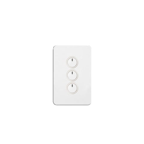 Hager Silhouette 3 Gang Button Switch With LED Indicator (White) - WBSEV3