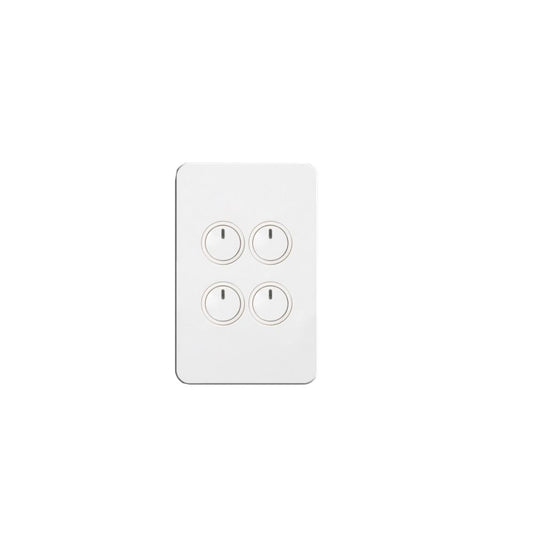 Hager Silhouette 4 Gang Button Switch With LED Indicator (White) - WBSEV4