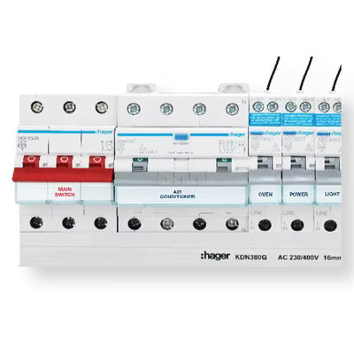RCD, MCB and RCBO modules side by side on a Clipsal Resi MAX DIN rail — stocked at ARCK Electrical