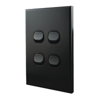 Light Switch 4 Gang – MATTE BLACK VERTICAL LS104VMB-L