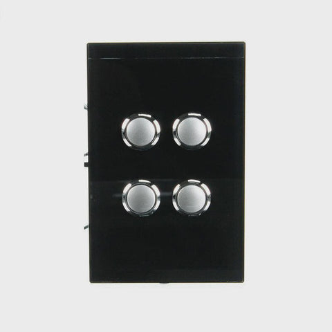 CLIPSAL SATURN 4 GANG PUSHBUTTON LED SWITCH - ESPRESSO BLACK - 4064PBLEB - ARCK Electrical Wholesale Supplies