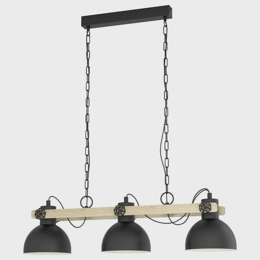 Lubenham 3 Light Island Pendant Black / Brown - 43163N - ARCK Electrical Wholesale Supplies