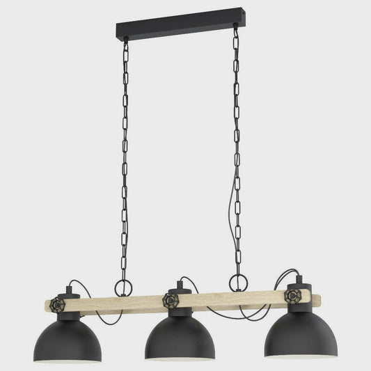 Lubenham 3 Light Island Pendant Black / Brown - 43163N - ARCK Electrical Wholesale Supplies