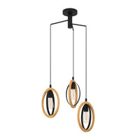 BASILDON Pendant 3 Lights W615mm Black / Brown Steel - 43463N