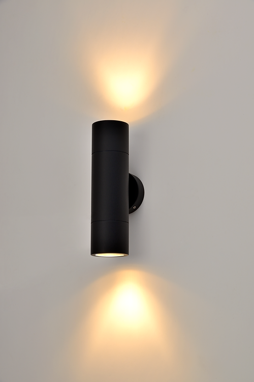 Up & Down Adjustable Wall Light Black with 2x8w GU10 Globes - 2122B