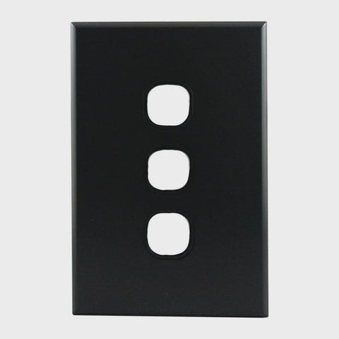Grid Plate 3 Gang – MATTE BLACK PB3MB-L - ARCK Electrical Wholesale Supplies