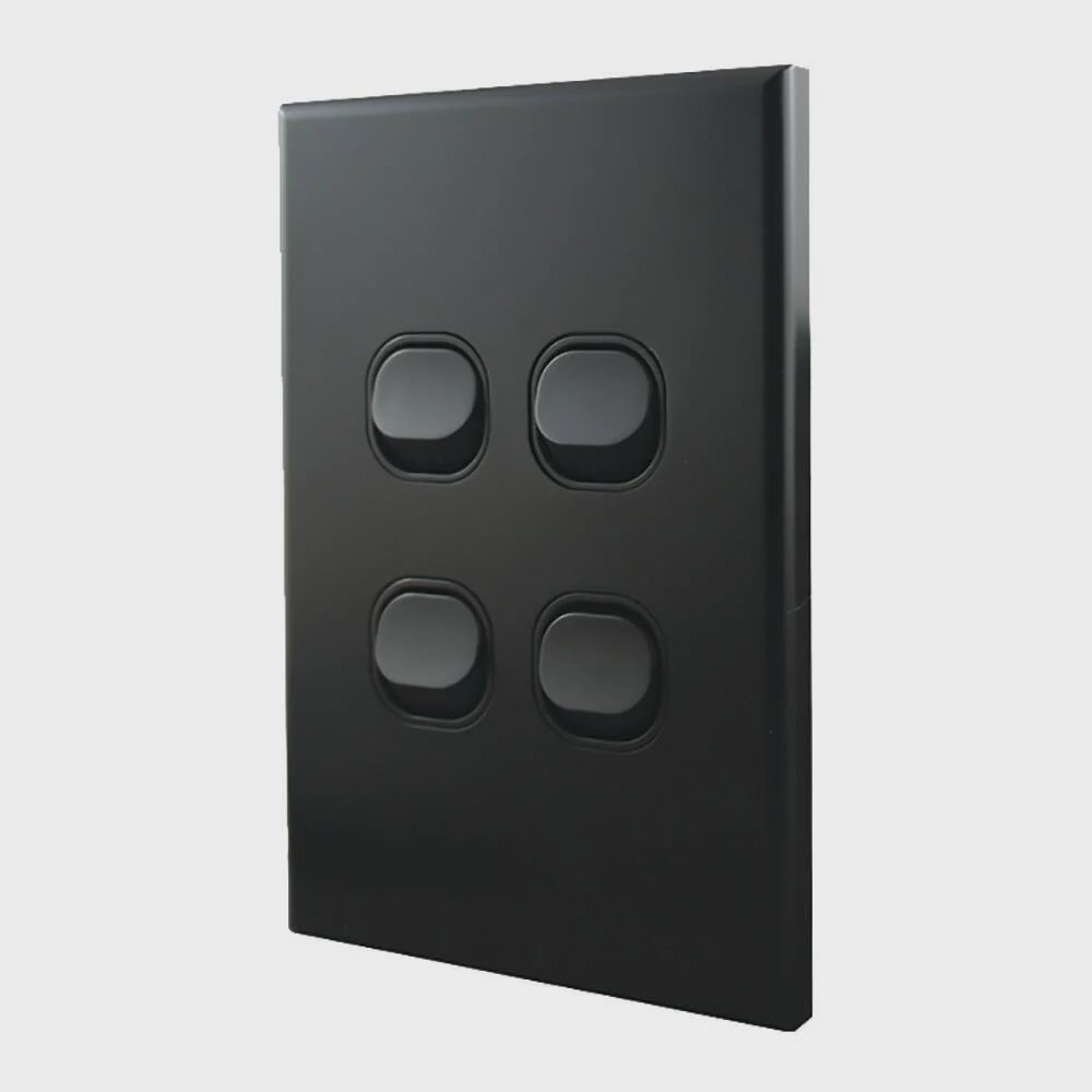 Light Switch 4 Gang – MATTE BLACK VERTICAL LS104VMB-L - ARCK Electrical Wholesale Supplies