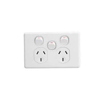 Clipsal 10 Amp C2000 Double Internal Powerpoint With Extra Switch White - C2025XA-WE - ARCK Electrical Wholesale Supplies