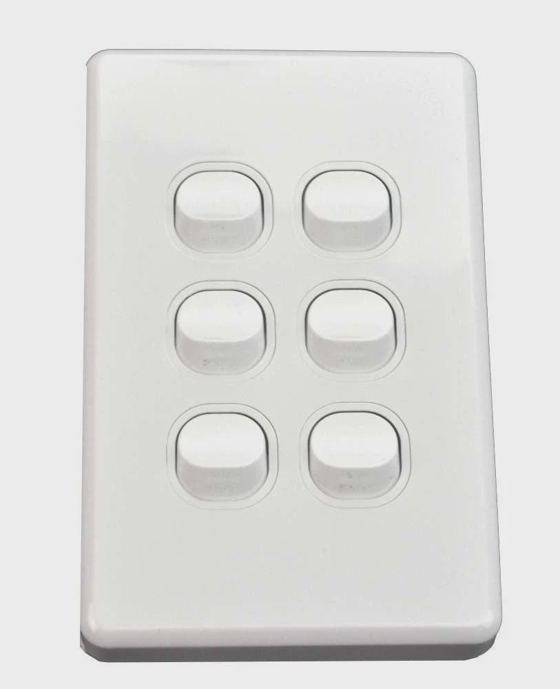 NLS 6 GANG SWITCH 10 AMP ' CLASSIC' STYLE ' - 30670NLS - ARCK Electrical Wholesale Supplies