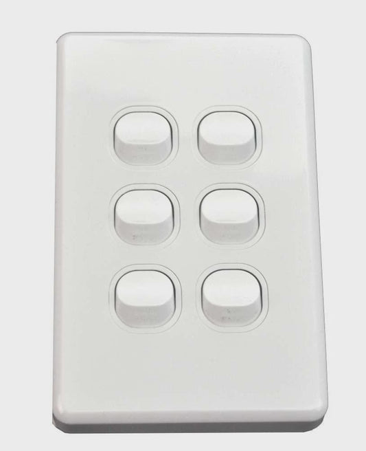 NLS 6 GANG SWITCH 10 AMP ' CLASSIC' STYLE ' - 30670NLS - ARCK Electrical Wholesale Supplies
