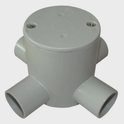 PVC-4 Way Deep J/Box Grey 20mm - JBD-20G/4 - ARCK Electrical Wholesale Supplies