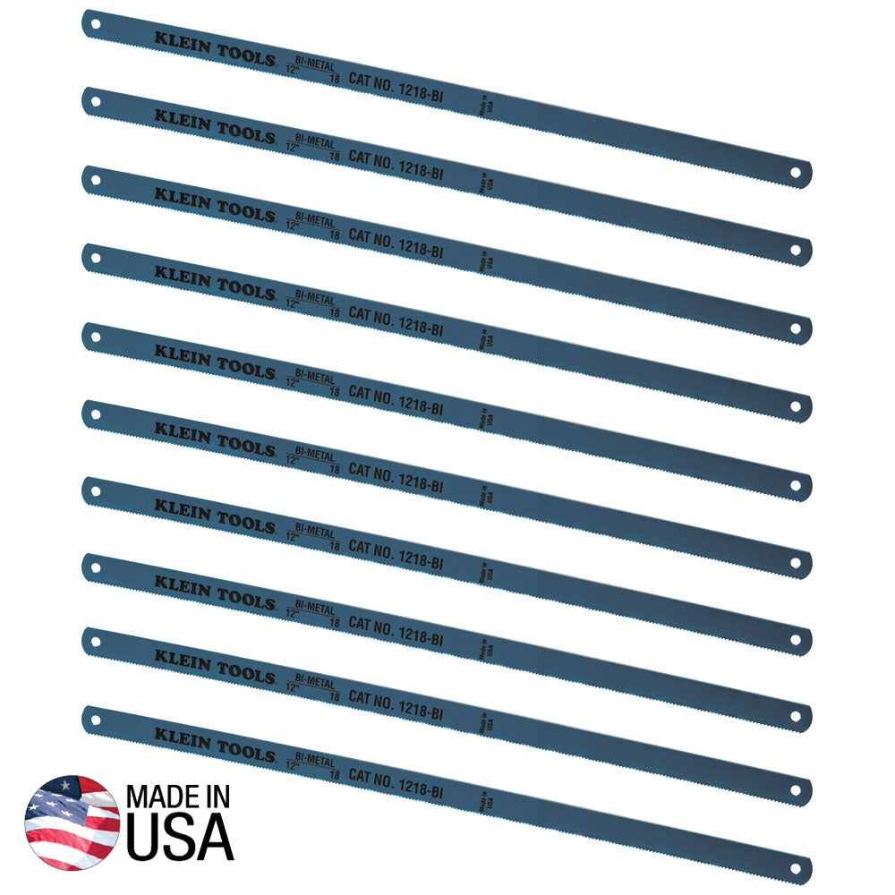 Klein Tools A-1218BI-P Bi-Metal Hacksaw Blades 12" 18 TPI 10-Pack