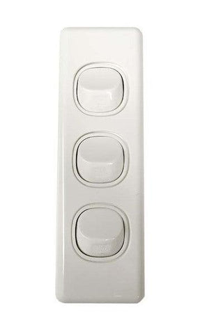 3 GANG ARCHITRAVE SWITCH 10AMP 250V WHITE - 30596NLS - ARCK Electrical Wholesale Supplies