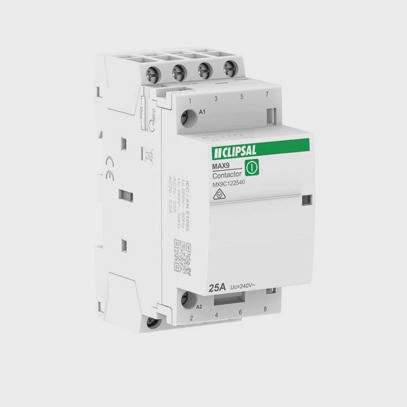 CLIPSAL MAX9 CONTACTOR 25A 240V AC 4NO - MX9C122540 - ARCK Electrical Wholesale Supplies