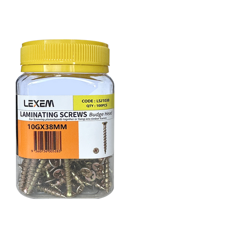Laminating Screws - 10Gx50mm BUDGE HEAD YELLOW ZINC - LSJ1050 - ARCK Electrical Wholesale Supplies