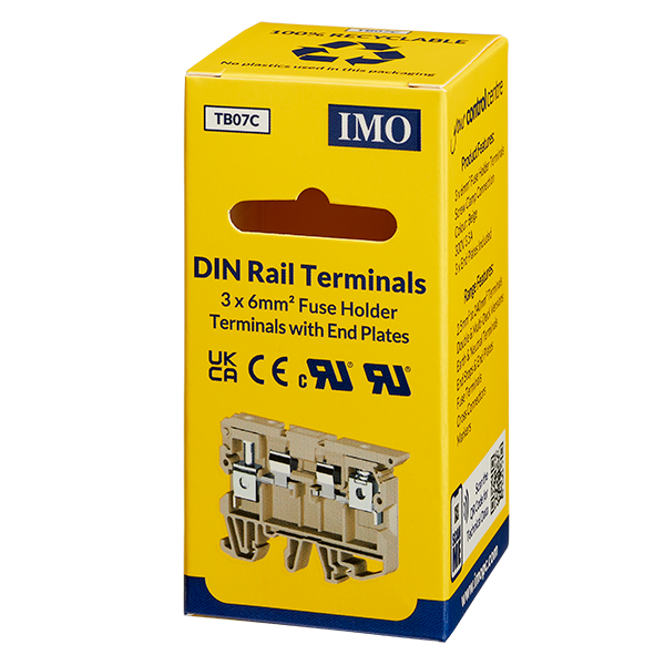Din Rail Terminals 3 x Fuse Terminal (5x20) + End plates - TB07C - ARCK Electrical Wholesale Supplies