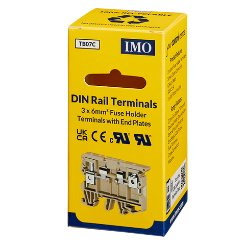 Din Rail Terminals 3 x Fuse Terminal (5x20) + End plates - TB07C - ARCK Electrical Wholesale Supplies
