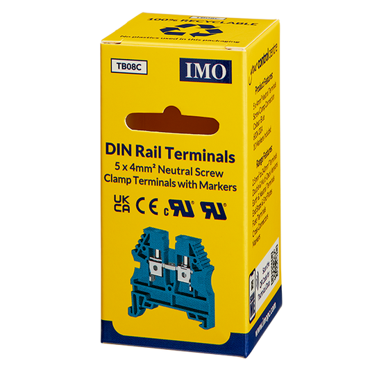 Din Rail Terminals 5 x 4mm Blue plus markers - TB08C - ARCK Electrical Wholesale Supplies