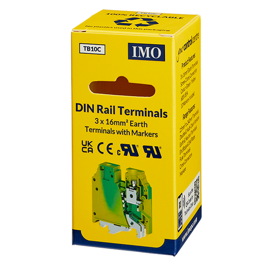 Din Rail Terminals 3 x 16mm Earth Terminal - TB10C - ARCK Electrical Wholesale Supplies