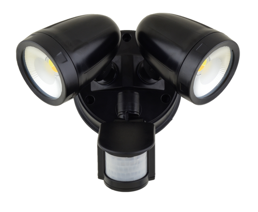 Vaccus Exterior Twin Spotlight with Sensor Black - TLVA3026MS - ARCK Electrical Wholesale Supplies