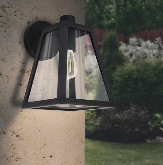 Mirandola 1 Light Wall Lantern Height 270 mm Black Aluminium - 98719N - ARCK Electrical Wholesale Supplies