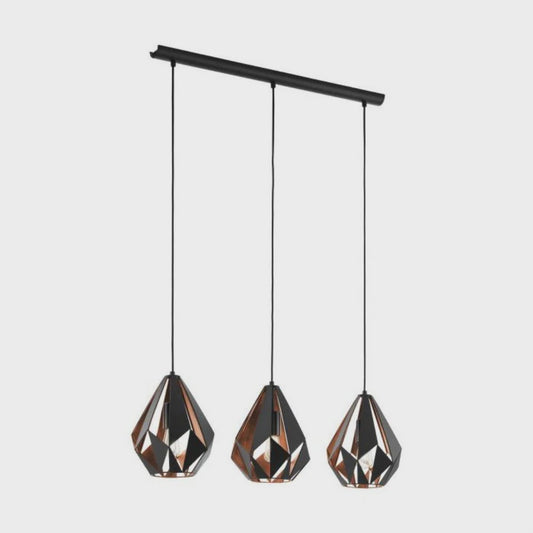 Carlton 3 Light Pendant Black and Copper Steel - 49991N - ARCK Electrical Wholesale Supplies