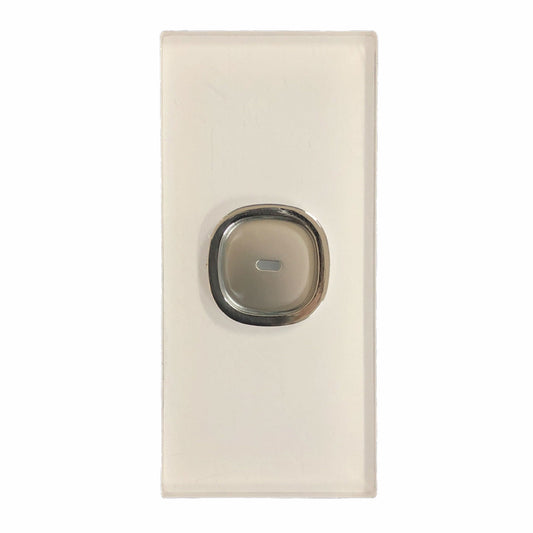 TRANSCO Glass-look OPAL Architrave Switch with LED Press Push Button 1 Gang  - AS1G - ARCK Electrical Wholesale Supplies