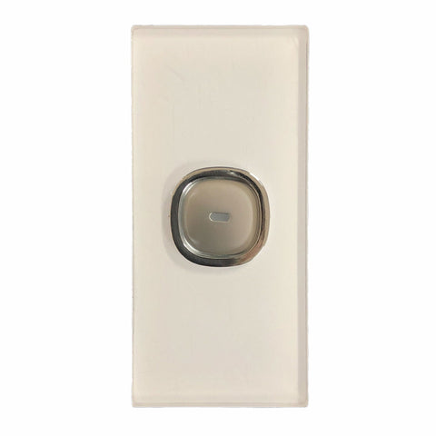 TRANSCO Glass-look OPAL Architrave Switch with LED Press Push Button 1 Gang  - AS1G - ARCK Electrical Wholesale Supplies