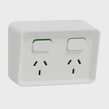 Clipsal Iconic Outdoor Twin, Switched socket outlet, horizontal - O3025-XW - ARCK Electrical Wholesale Supplies