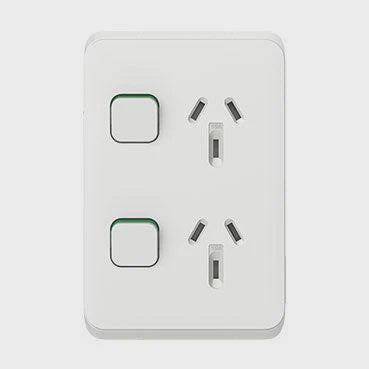 Clipsal Iconic Vertical Double Powerpoint 10A - 3025V-VW - ARCK Electrical Wholesale Supplies