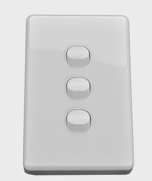 NLS 3 GANG SWITCH 10 AMP ' CLASSIC' STYLE ' - 30619NLS - ARCK Electrical Wholesale Supplies