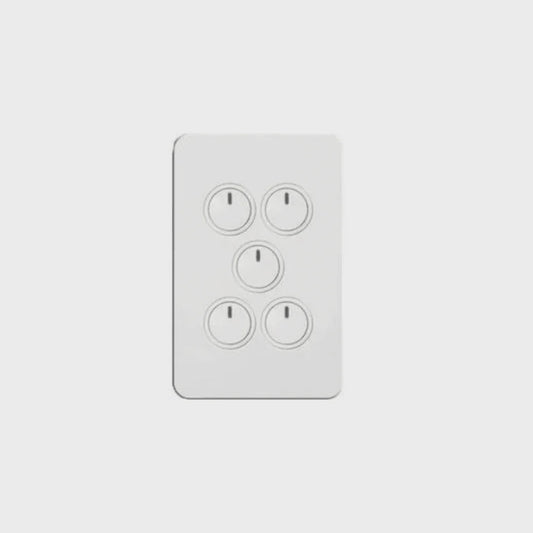 Hager Silhouette 5 Gang Button Switch With LED Indicator (White) - WBSEV5