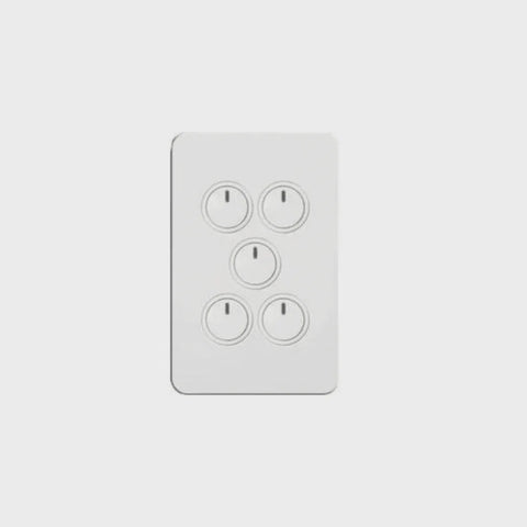 Hager Silhouette 5 Gang Button Switch With LED Indicator (White) - WBSEV5
