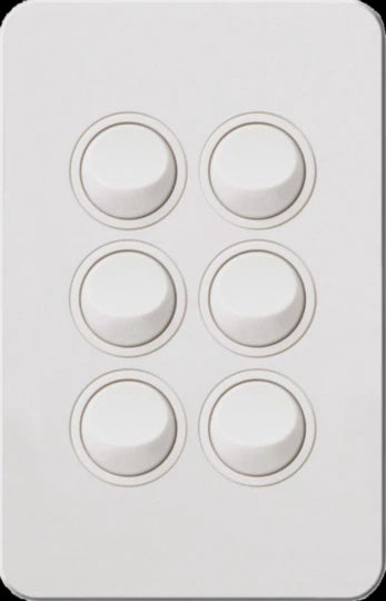 Hager 16 Amp 6 Gang SILHOUETTE - WBSSV6-MW - ARCK Electrical Wholesale Supplies