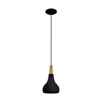 Sabinar 1 Light Pendant Small Black Steel - 203191N