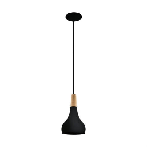 Sabinar 1 Light Pendant Small Black Steel - 203191N