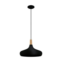 Sabinar 1 Light Pendant Large Black Steel - 203193N