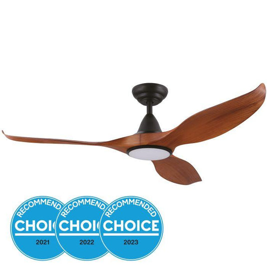 Noosa 52 DC Fan 18W LED Tri-Col Teak/Blk - 204116