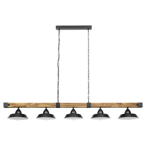 Oldbury 5 Light Pendant Black Steel - 205036