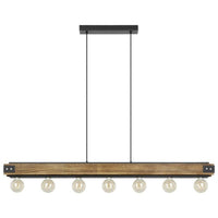 Layham 7 Light Pendant 60W Brown Wood - 205157