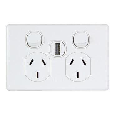 Clipsal Double Powerpoint With 1.2A USB White (Classic Series) - C2025USBC-WE - ARCK Electrical Wholesale Supplies