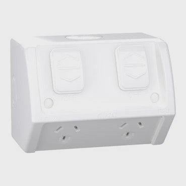 Clipsal Weathershield Double Weatherproof Powerpoint White - WSC227/2-RW - ARCK Electrical Wholesale Supplies