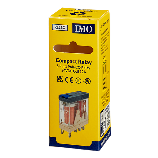 Compact power relay, 12A SPCO with LED, flag and test latch, 24VDC coil - RL23C - ARCK Electrical Wholesale Supplies